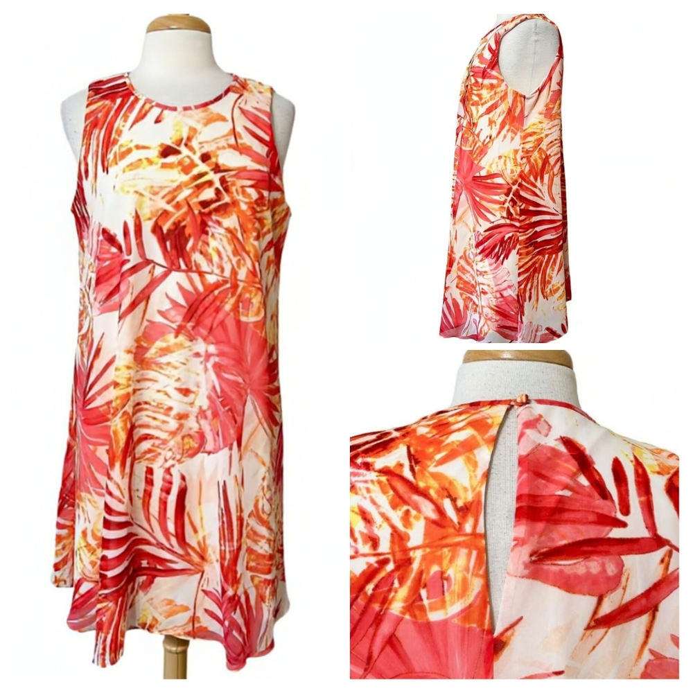 Calvin Klein, Sheer Floral Seath Dress, Fully Lined, Size 14, NWOT